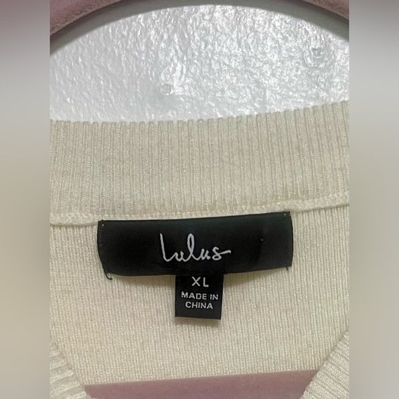 Lulu's Always In Your Heart Ivory Cutout Long Sleeve Sweater Top Size XL - Picture 3 of 4